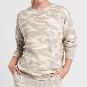 Athleta Studio to Street Camo Printed Sweatshirt Cream/Tan Size XS